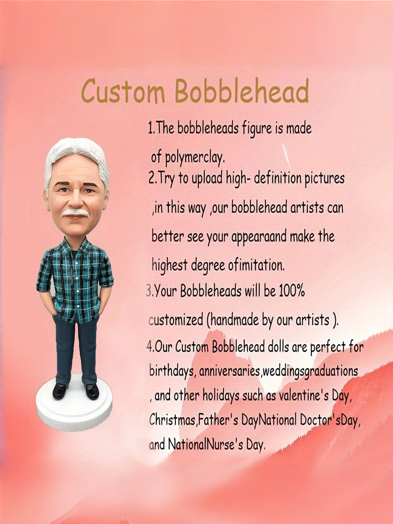 Cartoon Clay Bobblehead Dolls - Handcrafted Custom Bobblehead Figures